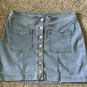 Denim button up jeans skirt 8 with front pockets